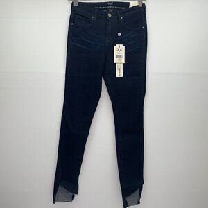 19V69 Skinny Jeans Size 24 Stretch Step Cut Raw Hem Dark Wash Giuliana N…